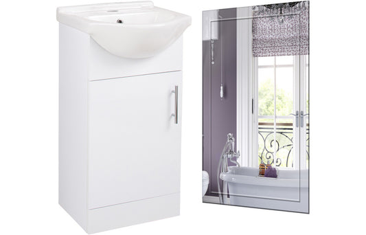 Zosma 450mm Floor Standing Basin Unit & Mirror Pack