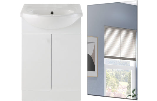 Zosma 560mm Floor Standing Basin Unit & Mirror Pack