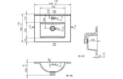 Vesper 510mm Wall Hung 2 Drawer Basin Unit & Basin - Anthracite Gloss