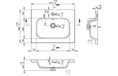 Vesper 610mm Floor Standing 2 Door Basin Unit & Basin - Grey Gloss