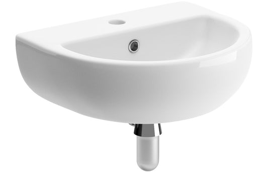 Thalassa 450x400mm 1TH Cloakroom Basin & Chrome Bottle Trap