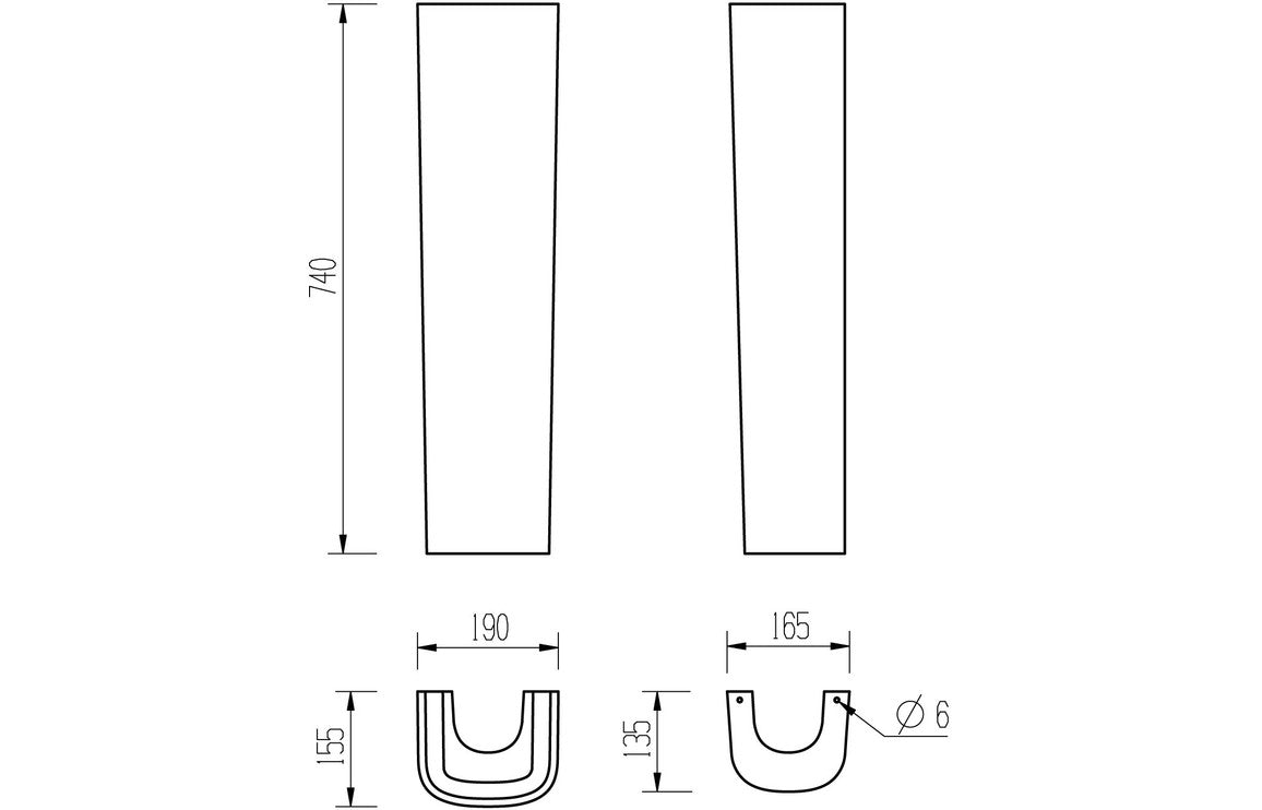 Altair 600x400mm 1TH Basin & Full Pedestal