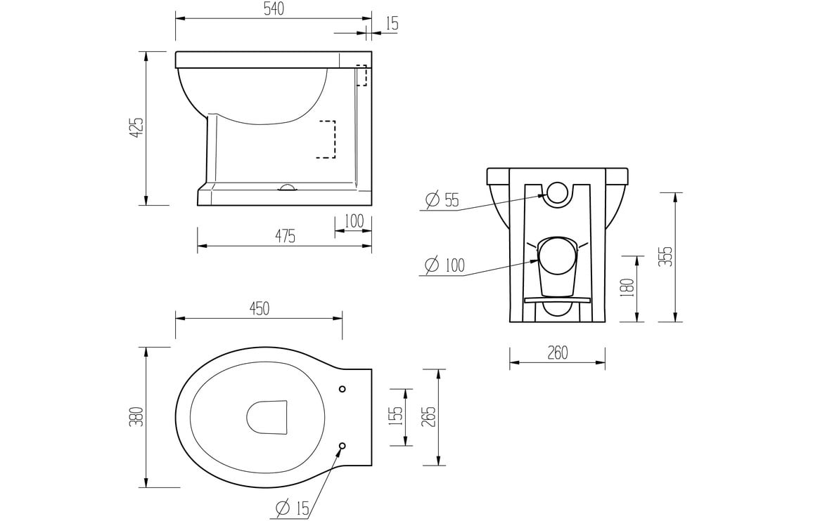 Solaris Back To Wall WC & Indigo Ash Soft Close Seat