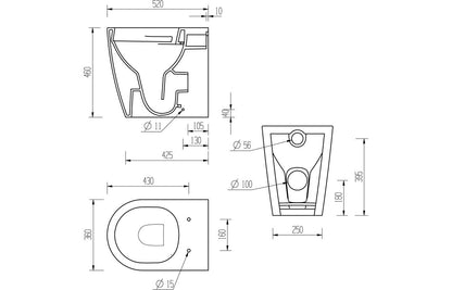 Cresida Rimless Back To Wall Comfort Height WC & Soft Close Seat