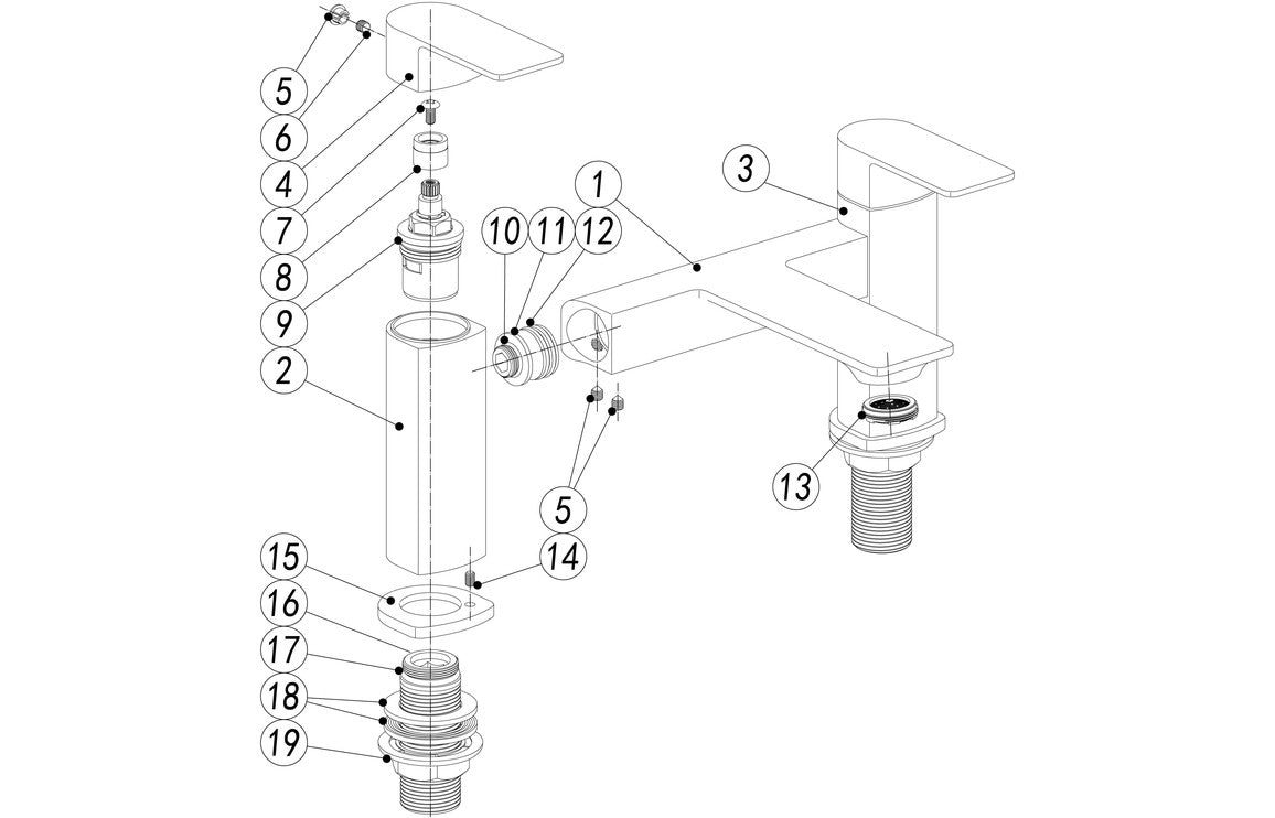 Mona Bath Pillar Taps - Chrome