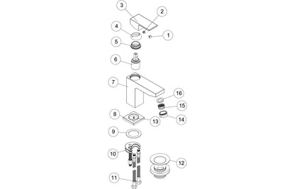 Palas Basin Mixer & Waste - Chrome