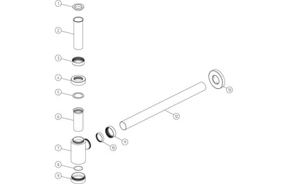 Modern Bottle Trap  Extension & Flange - Chrome