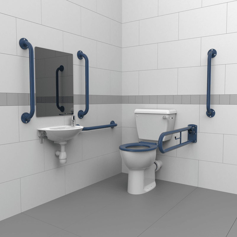 Close Coupled Doc M Toilet Pack, Steel, Exposed Fixings
Dark Blue - Lever 