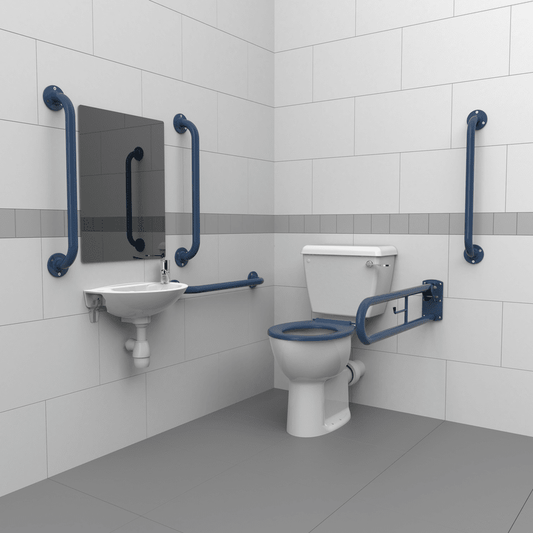 Close Coupled Doc M Toilet Pack, Steel, Exposed Fixings
Dark Blue - Lever 