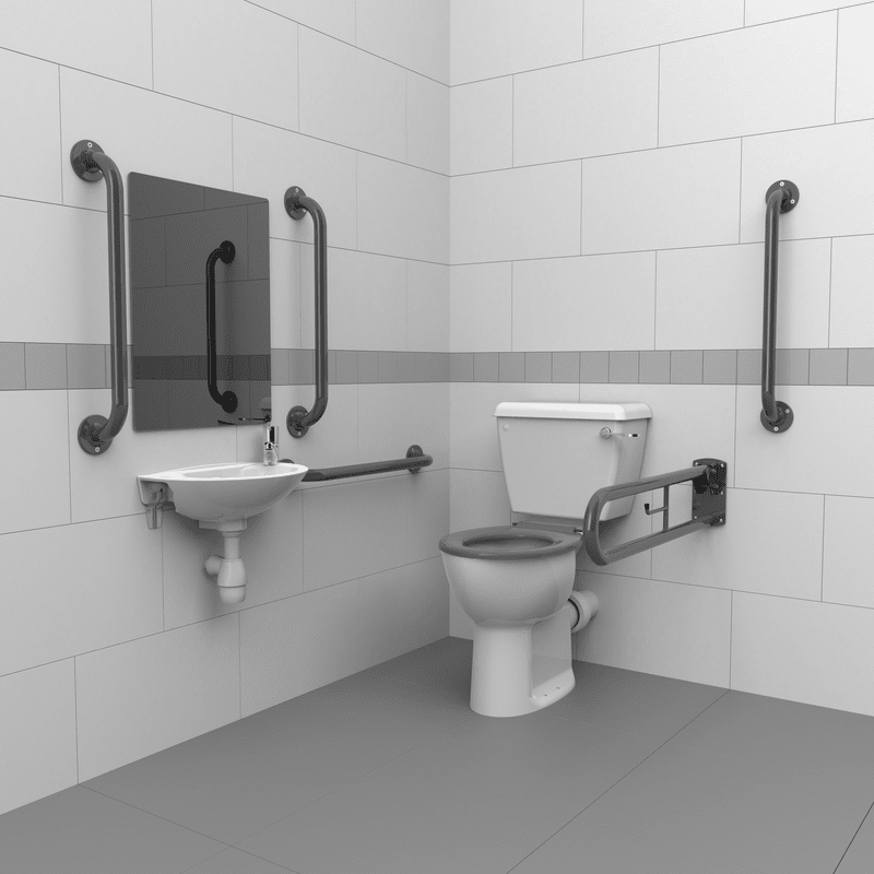 Close Coupled Doc M Toilet Pack, Steel, Exposed Fixings