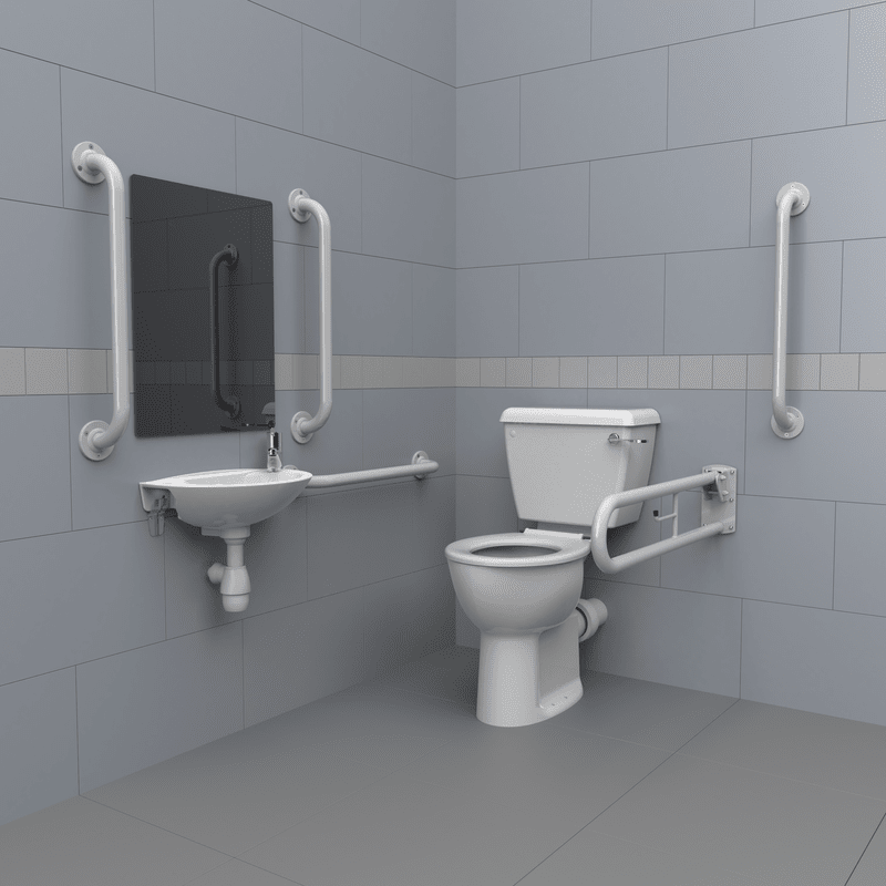 Close Coupled Doc M Toilet Pack, Steel, Exposed Fixings
White - Lever