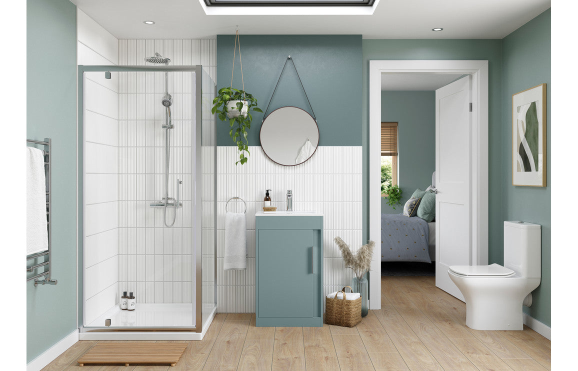 Estelle 510mm Wall Hung Unit Inc. Basin - Matt Sea Green