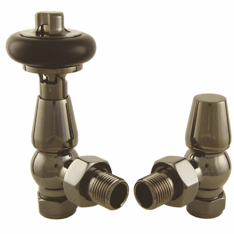 Enzo Angled Thermostatic Radiator Valve - Black Nickel