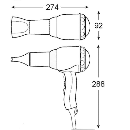 Swiss Metal Master 2000w Silver Hair Dryer Dimensions