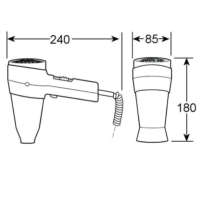 Valera Action 1600w Black Hair Dryer Dimensions