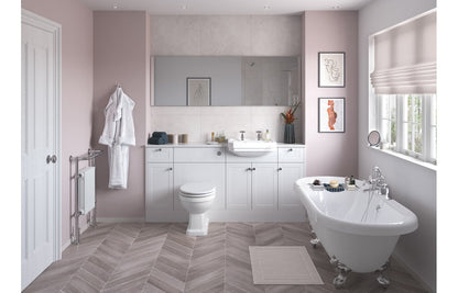 Badar 1542mm Basin  WC & 1 Drawer  1 Door Unit Pack (LH) - Satin White Ash