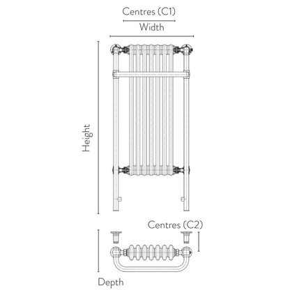 Ilkley 7 Column Traditional Towel Rail
Technical Drawing