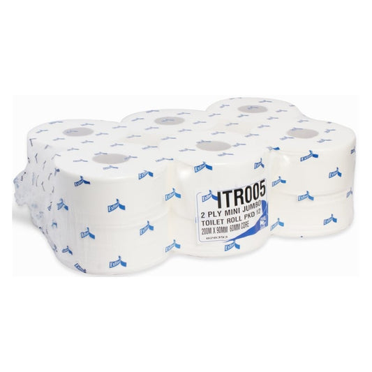 Esfina 2 Ply White Mini Jumbo Toilet Roll 60mm Core