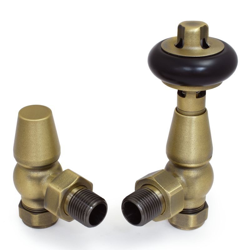 Enzo Angled Manual Radiator Valve Old English Brass