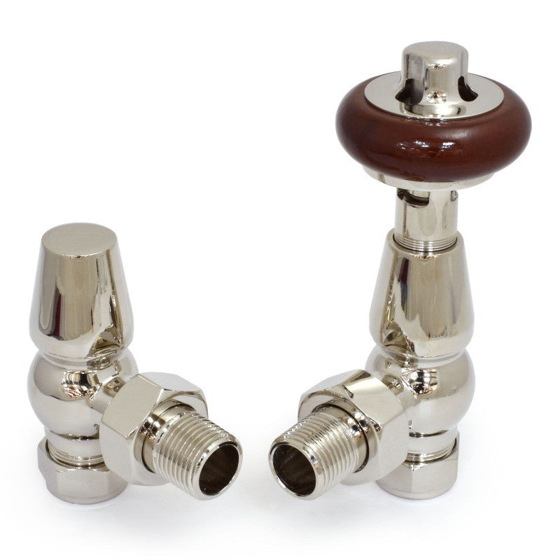 Enzo Angled Manual Radiator Valve Polished Nickel