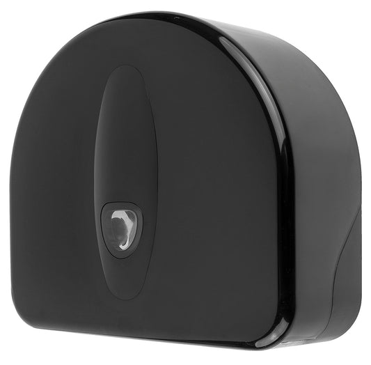 PlastiQline 2020 Mini Jumbo Toilet Roll Dispenser + Stub Roll Black 