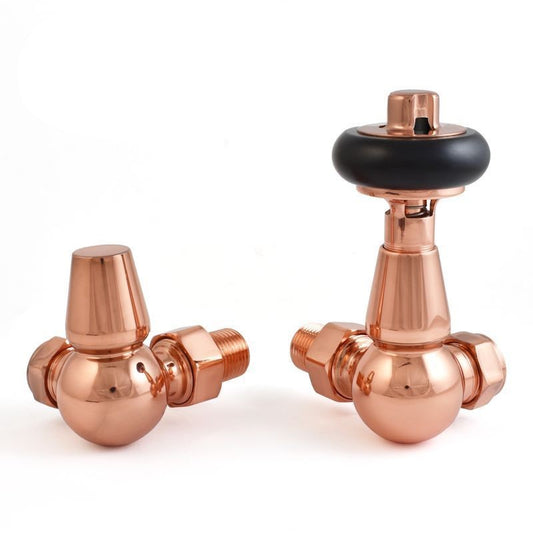 Enzo Corner Manual Radiator Valve Polished Copper