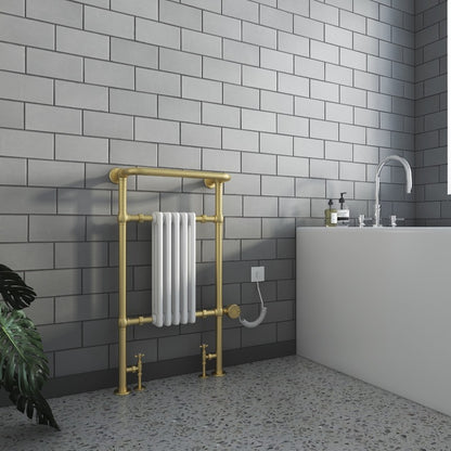 Oxford Electric Designer Towel Radiator Brushed Brass Frame