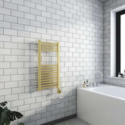 Electric Detroit Chrome Towel Radiator
Brushed Brass 
800mm Height 