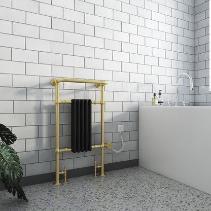 Oxford Electric Designer Towel Radiator Brushed Brass Frame
