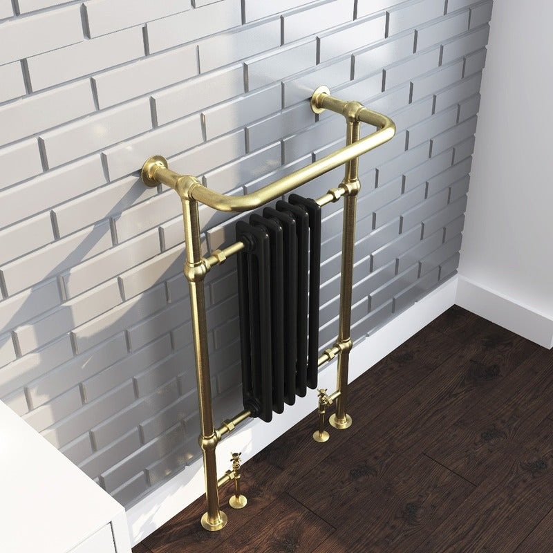 Oxford Towel Radiator – Brushed Brass Frame
Black Columns 
Birdseye