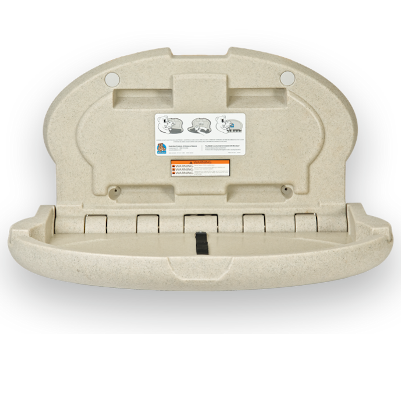 Oval Baby Changing Table, Sandstone open