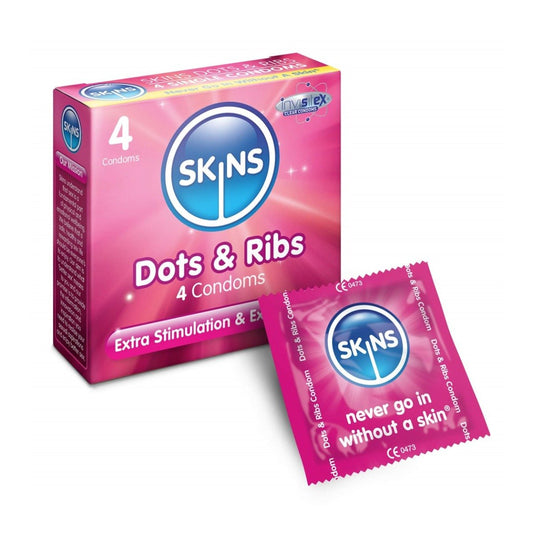 Skins Condoms Dots & Ribs  4 Condom Pack