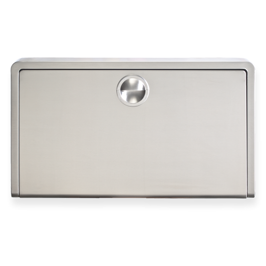 Horizontal Surface Mounted Stainless Steel Clad Baby Change Table, closed