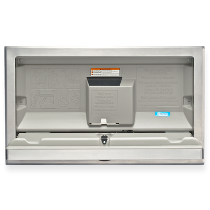 Horizontal Recessed Stainless Steel Clad Baby Change Table open