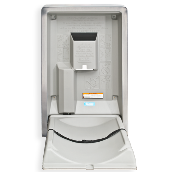 Vertical Surface Mounted Stainless Steel Baby Change Table open