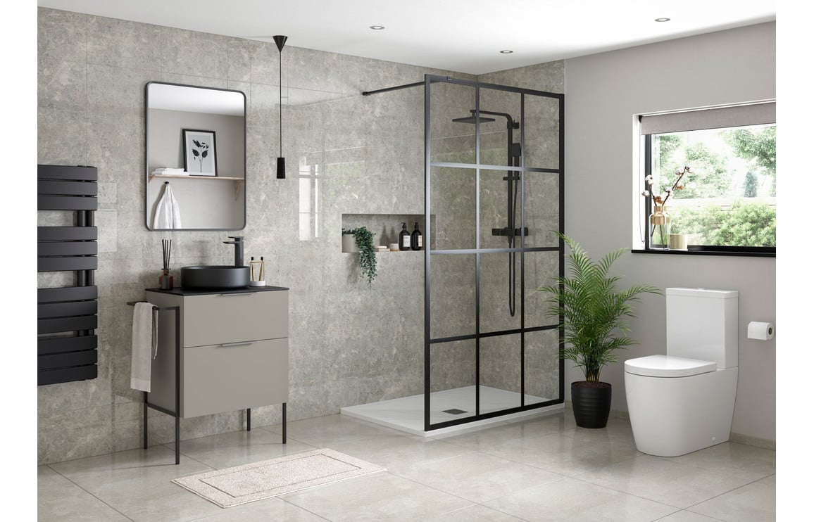 Stella 615mm Floor Standing 2 Door Basin Unit & Basin - Matt Latte