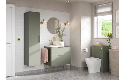 Stella 815mm Wall Hung 2 Drawer Basin Unit & Basin - Matt Olive Green