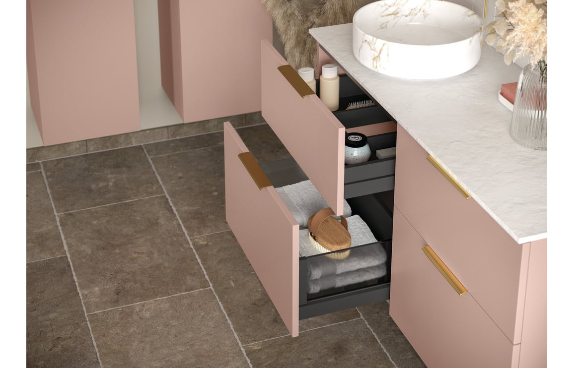 Stella 590mm Floor Standing 2 Door Basin Unit (No Top) - Matt Antique Rose