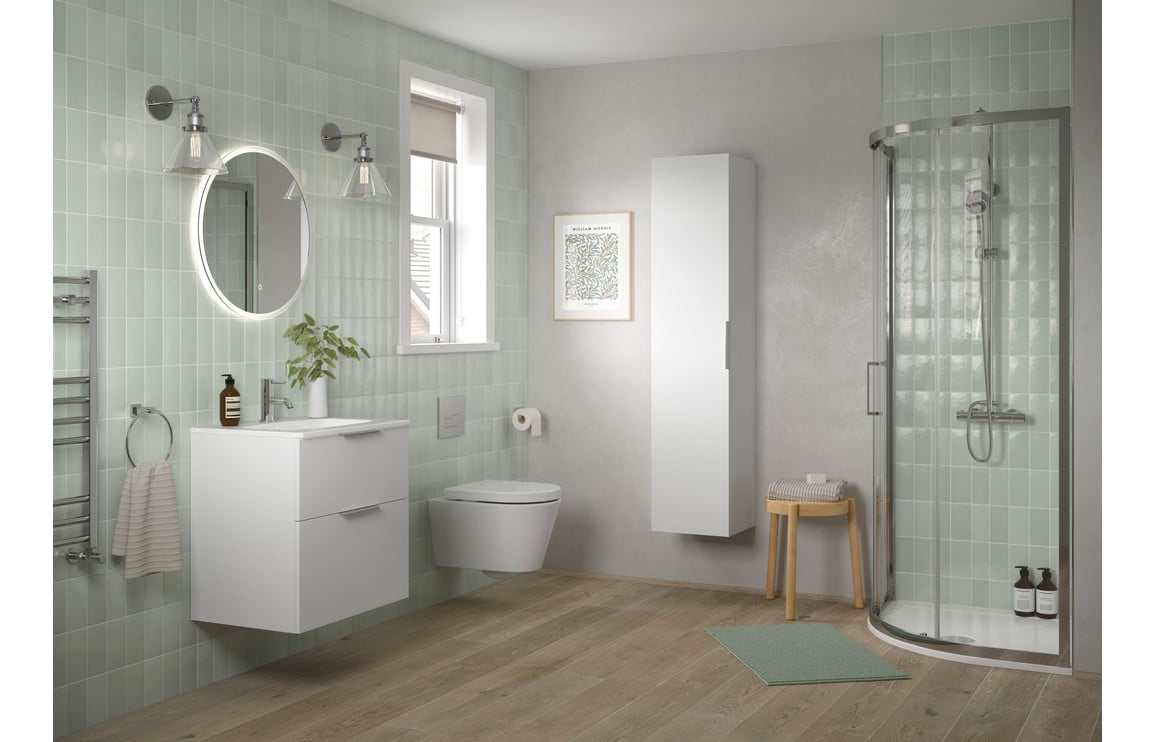 Stella 815mm Wall Hung 2 Drawer Basin Unit & Basin - Matt White