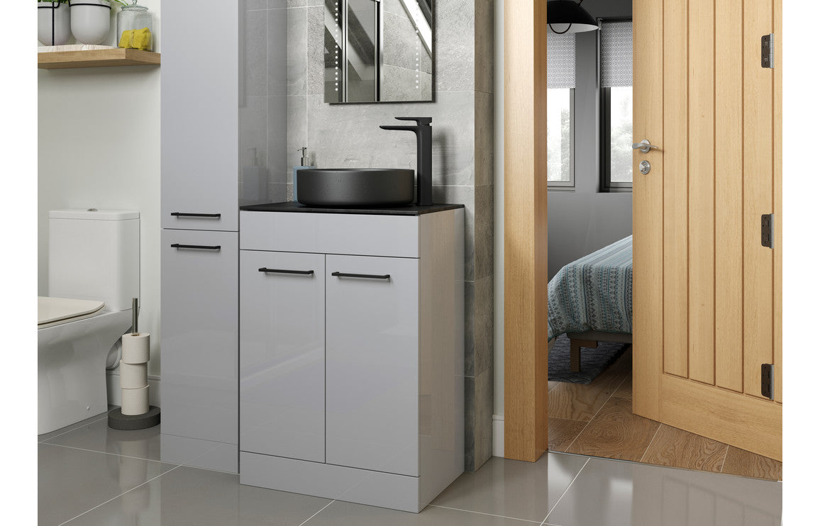 Vesper 1180mm Wall Hung 2 Drawer Basin Unit Run (No Top) - Grey Gloss