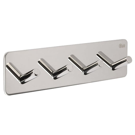 4 COAT HOOKS ON ADHESIVE PLATE
Polished 