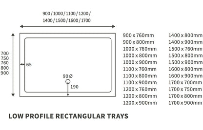 40mm Low Profile 1000x800mm Rectangular Tray & Waste