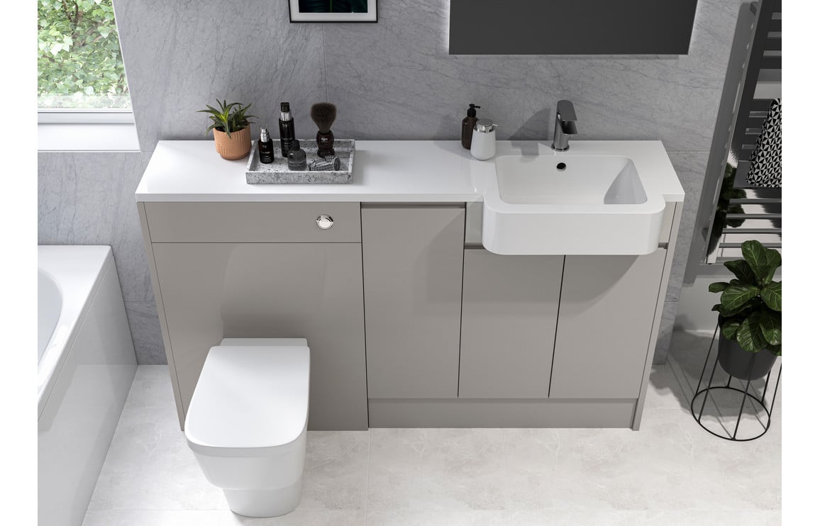 Venus 1242mm Basin & WC Unit Pack (LH) - Pearl Grey Gloss