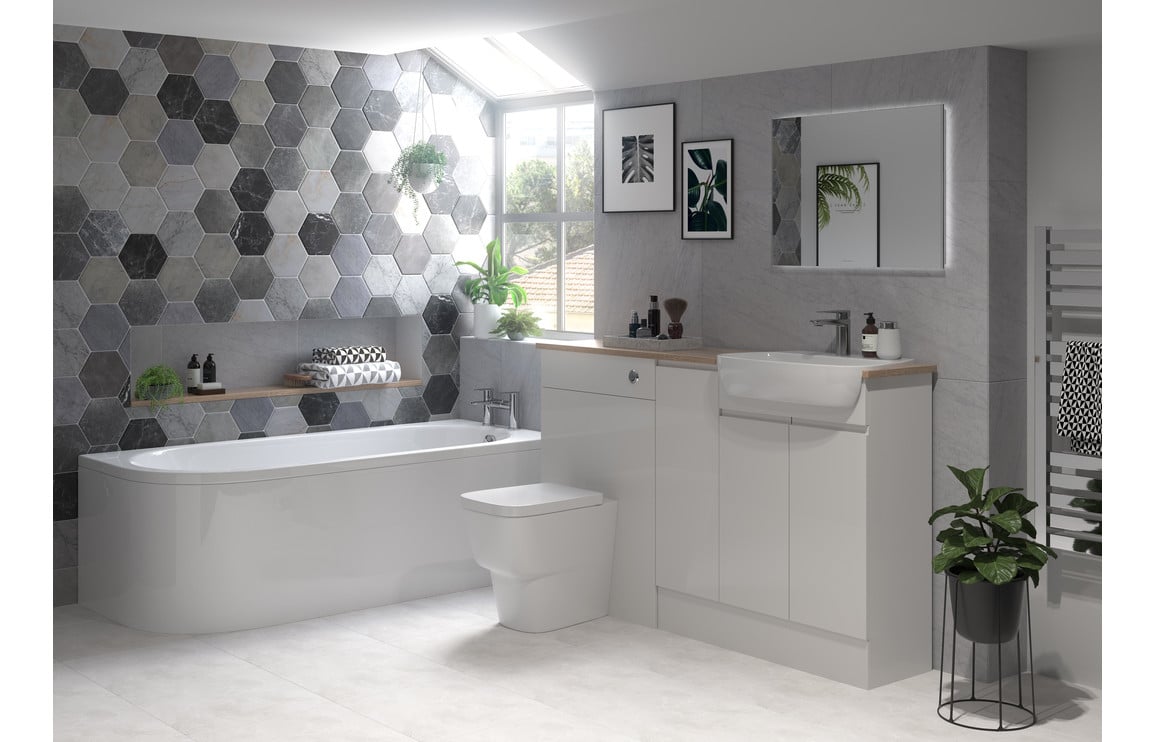 Venus 1542mm Basin  WC & 1 Door Unit Pack (LH) - Pearl Grey Gloss