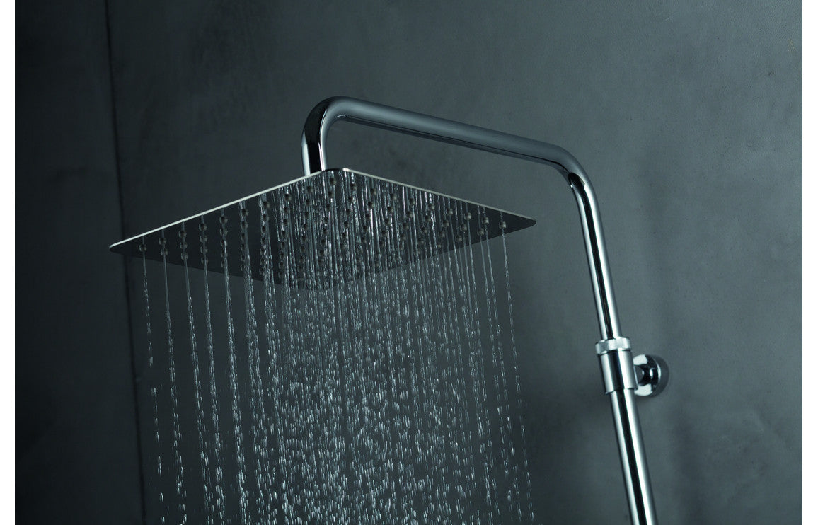 Vema Thermostatic Shower Column w/Fixed Head  Riser  Shelf & Foot Wash - White  & Chrome