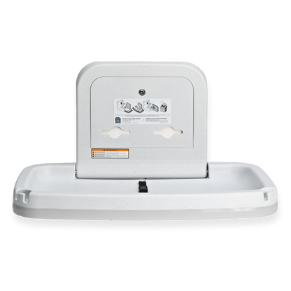 Horizontal Baby Change Unit, White Granite with Stainless Steel Veneer open
