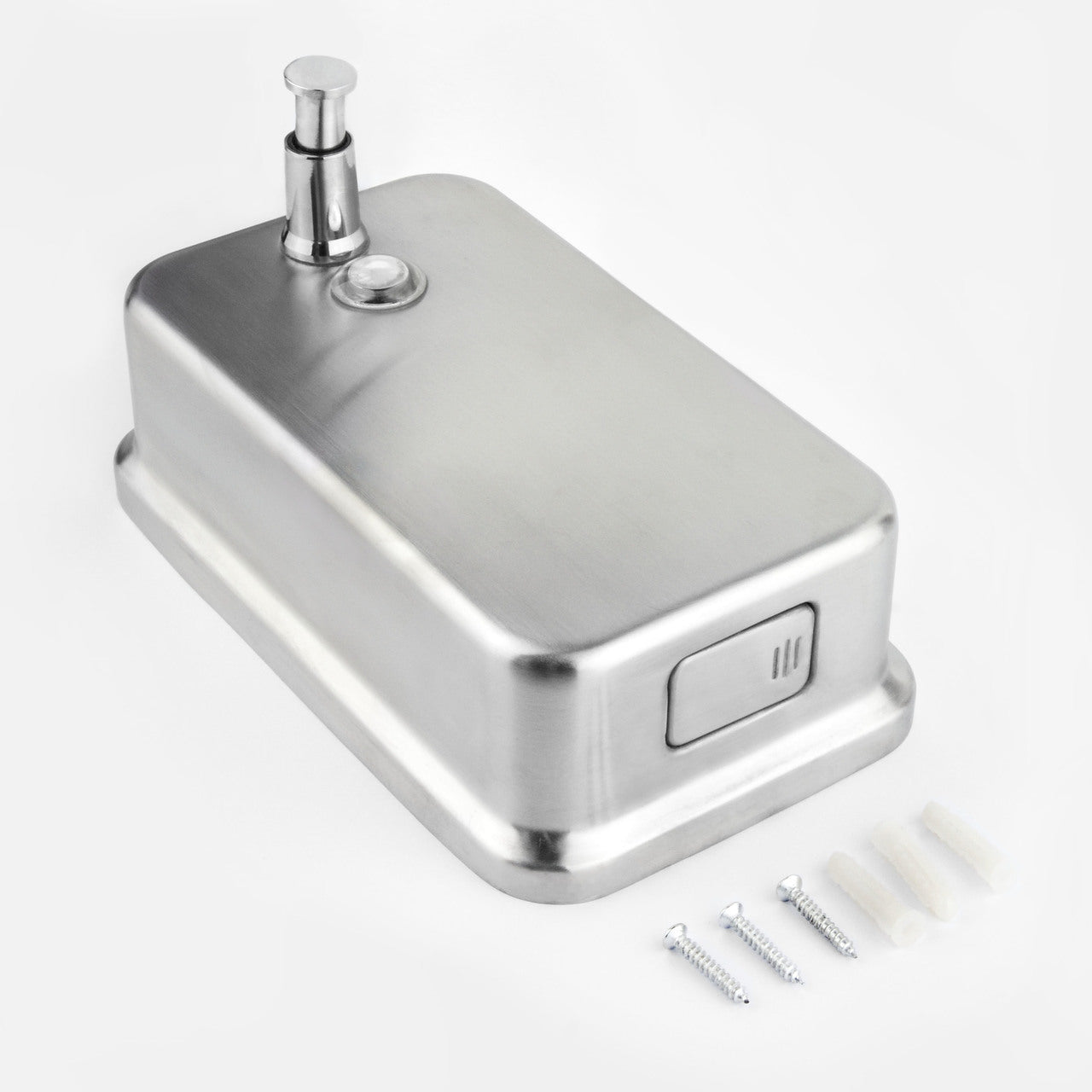 Platinum Vertical Keyless Soap Dispenser Brushed Satin Button